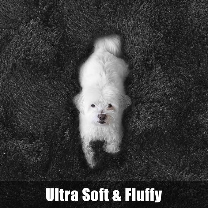 Macgace Fluffy Area Rugs for Bedroom Decor Aesthetic, 4x6 Black Shag Rug with Non-Slip Dots for Living Room, Furry Plush Mat Washable Fuzzy Carpet Modern Home Decor for Kids Nursery Boys Room