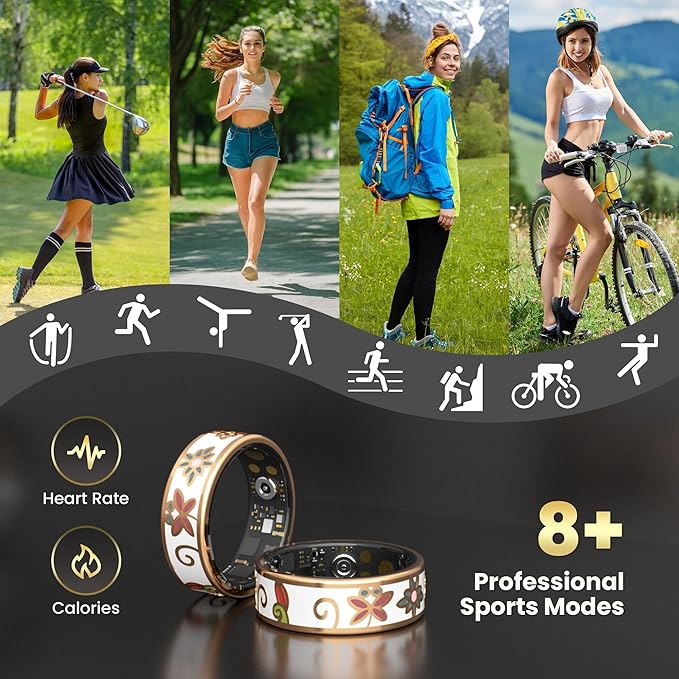 Enamel Craft Smart Ring for Women & Men - No Subscription Fee Fitness Tracker with Sleep Tracking, Heart Rate, SpO2 - IP68 Waterproof for iPhone Android - Activity Tracker, Remote Camera (12)