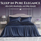 SLEEP SANCTUARY Satin Sheets Twin Size – 3 Piece Luxury Silky Bed Set, Softer Than Silk, 15" Deep Pocket, Cooling & Wrinkle-Free, Moisture-Wicking & Breathable for Hair & Skin (Navy Blue)
