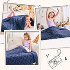 yescool Weighted Blanket 5 Pounds, 40 * 60in Blue Twin Size Cooling Weighted Throw Blanket, Minky Heavy Blankets Warm Weighted Comforter, Big Washable Thick Blankets Gifts