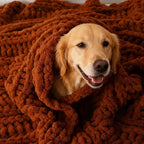 Battilo Orange Chunky Knit Throw Blanket for Couch, Fall Throw Blanket, Rust Throw Fall Decorations, Thick Warm Cozy Soft Chenille Throw Blanket for Sofa, Bed, Living Room, 50"x60"
