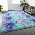 Deerhoo Large Shag Area Rugs 6 x 9, Tie-Dyed Plush Fuzzy Rugs for Living Room, Ultra Soft Fluffy Furry Rug for Bedroom, Indoor Carpet Nursery Rugs for Kids Room Home Decor, Rainbow