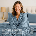 Satin Sheets Full [4-Piece, Skyblue] Hotel Luxury Silky Bed Sheets - Extra Soft 1800 Microfiber Sheet Set, Wrinkle, Fade, Stain Resistant - Deep Pocket Fitted Sheet, Flat Sheet, Pillow Cases
