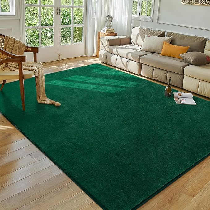 Softlife 6x9 Green Living Room Rug, Washable Area Rugs for Bedroom, Soft Fluffy Fuzzy Carpet Bedside Rug Indoor Non-Slip Rugs for Kids Home Decor Aesthetic Dorm Nursery