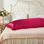 Wine Red Satin Pillowcases Body Pillow for Hair and Skin,Wine Red Body Pillow Silk Pillowcase with Envelope Closure Princess Room Decoration