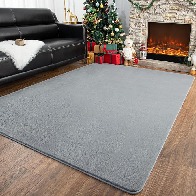Przemy Washable Grey Rugs for Living Room Bedroom, 5x7 Feet Super Soft Memory Foam Rug Indoor Carpet for Kids Room Boys Girls Dorm Bedside Nursery Decor Mat