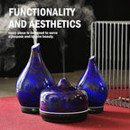 Porseme 500ml Glass Essential Oil Diffuser Aromatherapy Ultrasonic Cool Mist Humidifier 15-21 Running Hours Waterless Auto-Off Air Diffusers for Sleeping Yoga Working Spa(Cobalt Blue)