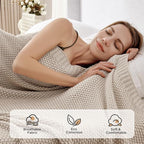Joydeco Chunky Cable Knit Throw Blanket, Lightweight 100% Organic Cotton Soft Cozy Throw Twin Blanket for Couch Bed and Sofa, Rustic Breathable Farmhouse Blanket Gift for Women Men(Beige, 60"x80")