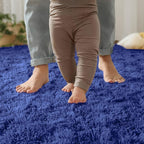 YJ.GWL Fluffy Runner Rugs for Bedroom Living Room Soft Shag Rug 2x6 Feet, Light Navy Plush Carpet Non Slip for Nursery Dorm, Fuzzy Bedside Rug for Kids Boys Room Home Decor