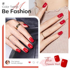 Modelones Red Press on Nails for Women, Spring Short Square Fake Nails, Reusable Nail Kit with Nail Glue Adhesive Tabs Mini Nail File, Nails Press Ons 32Pcs16 Sizes, Women Girl Gift