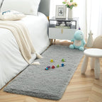 ISEAU Fluffy Runner Rug for Dorm, College, Apartment, Bedroom Plush Area Rugs, Shag Carpet with Rubber Backing Non Slip, Comfy Nursery Mat Bedside Rug for Kids Boys Room Home Decor, 2ft x 6ft, Grey