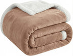 Sherpa Double-Sided Blankets, Plush & Cuddly Throw, Extra-Plush Thermal Fleece Blanket for Sofa/Couch/Bedding, Super Soft Living Room Blanket with Anti-Pilling (Khaki, 60×80)