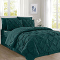 Elegant Comfort 8-Piece Pinch Pleated Comforter Set - All Season Complete Bed in a Bag, Includes 4pc Smart Sheet Set, Bed Skirt, Comforter, Matching Pillowcases and Shams, Full/Queen, Ocean Teal