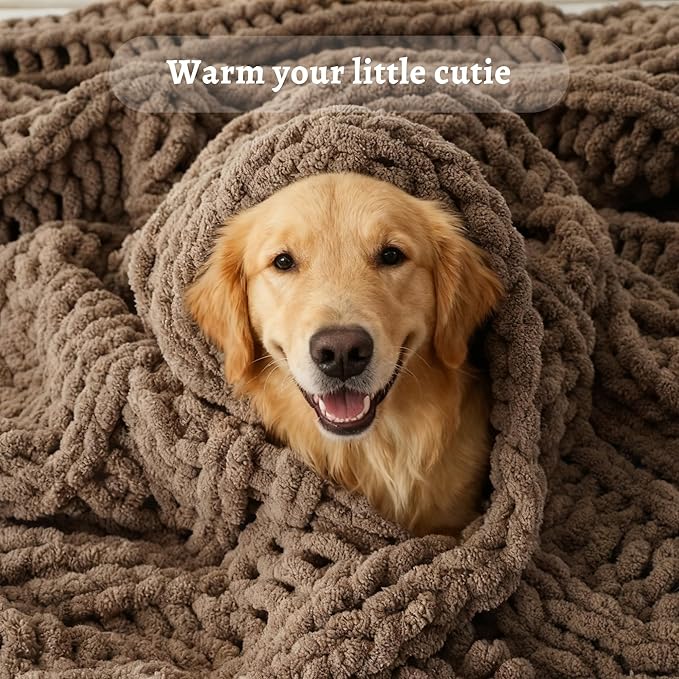 Battilo Beige Chunky Knit Throw Blanket for Couch, Super Soft Thick Warm Cable Knitted Blanket, Khaki Polyester Throw Taupe Blankets for Bed, Sofa, Living Room, 50"x60"