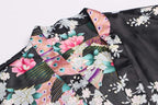 Women's Short Kimono Robes Bride and Bridesmaid Satin Floral Bathrobe Peacock Sleepwear Dressing Gown for Wedding Party