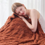 NEWCOSPLAY Super Soft Twin Blanket Coffee Premium Silky Flannel Fleece 3D Checkered Lightweight Bed Blanket All Season Use (Coffee Checkered, Twin(60"x80"))