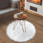 White Faux Fur Rug Small Round Fluffy Rug 2x2 Feet Round Rug for Kids Room Round Fuzzy Throw Rug for Bedroom Non-Slip Shag Faux Fur White Circle for Living Room Round Furry Rugs for Girls Room