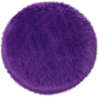 Fluffy Purple Round Rug 3ft Faux Small Fur Circle Rugs for Bedroom Living Room, Soft Furry Faux Sheepskin Round Mat Carpet for Room Floor Decor Chair Seat Covers Plush Throw Rugs Circular