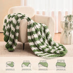L'AGRATY Chunky Knit Blanket Throw: 60''x80'' Chenille Chunky Knitted Throw Blankets for Twin Bed Couch - Handmade Thick Cable Knit Blanket - Large Crochet Rope Blankets for Home Decor