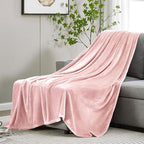 DREAMNINE Soft Plush Fuzzy Fleece Throw Blanket for Couch Sofa Chair 50" x 60", Decorative Solid Lightweight Fluffy Velvet Blankets for Women Girl, Cozy Accent Shaggy Flannel Blanket for Bedroom, Pink