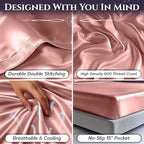 SLEEP SANCTUARY Satin Sheets Twin Size – 3 Piece Luxury Silky Bed Set, Softer Than Silk, 15" Deep Pocket, Cooling & Wrinkle-Free, Moisture-Wicking & Breathable for Hair & Skin (Blush Pink)