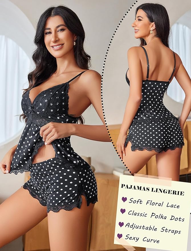 Avidlove Womens Sweetness Cami Set Lace Camisole Lingerie Nightwear Sexy Pajamas Lounge Sets