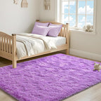ISEAU Super Soft Fluffy Rugs Shag Area Rug, Mats for Bedroom Living Room Fuzzy Carpet Comfy Anti-Slip Mats Bedside Carpets for Boys Girls Kids Room Nursery Home Decor, 4ft x 6ft, Purple
