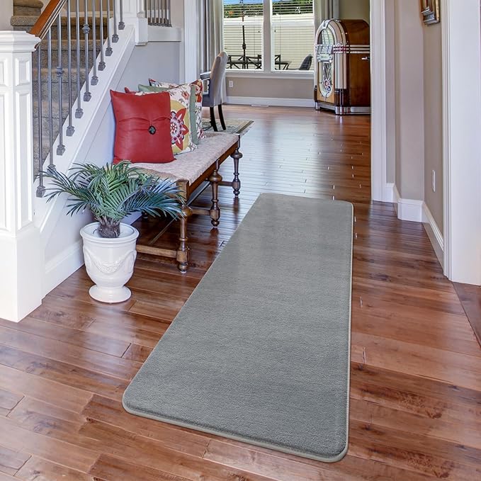 Andecor Shag Runner Rug for Bedroom Living Room, 2x6 Grey Washable Fluffy Hallway Runner Area Rugs for Kitchen Boys Girls Kids Room Home Decorations Carpet