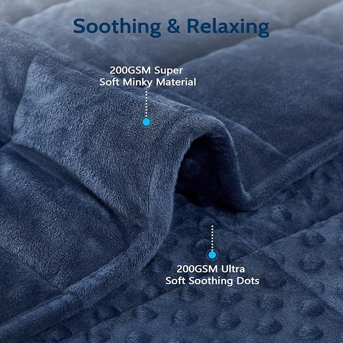 L'AGRATY Weighted Blanket for Adult - 48"x72" 15lbs Minky Dots Heavy Blanket with Glass Beads Soft Breathable for All-Season Summer Fall Winter Thick Comfort for Sleeping