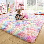 Noahas 6x9 Fluffy Rainbow Rugs for Bedroom Girls,Large Kids Room Rug,Shaggy Area Rugs for Living Room,Big Fuzzy Colorful Playroom Nursery Carpets Room Decor
