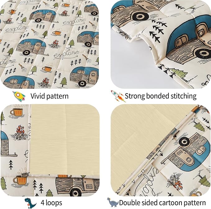 HOSUKKO Weighted Blanket - 3 lbs Cooling Ivory Forest Heavy Blanket - Small Size Breathable Blanket for Hot Sleepers(36 * 48 inches, 3 lbs)