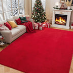 Andecor Shag Living Room Area Rug, 6x9 Red Washable Fuzzy Bedroom Rugs, Soft Fluffy Indoor Carpets for Dorm Boys Girls Kids Room Nursery Home Decorations