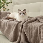 Knitted Throw Blanket 50"X60", Taupe Knit Throws for Bed, Super Soft Boho Chevron Blankets for Couch Sofa Chair Room Decor, Textured Decorative Farmhouse Cozy Lightweight