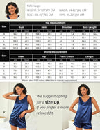 Ekouaer Womens Silk Pajamas Set 2 Piece Satin Camisole Pjs V Neck Tank Top and Shorts with Ruffle Sleepwear