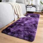 Softlife Dark Purple Area Rug for Bedroom, Fluffy Shag Plush Tie Dyed Rugs for Living Room Girls, Shaggy Throw Carpet for Kids Soft Fuzzy Runner Small 2x6 Runners for Hallways Dorm