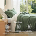 Bedsure Duvet Cover Oversized Queen Size - Soft Double Brushed Bedding Set for Kids & Adults, Zipper Closure, 3 Pieces, Includes 1 Duvet Cover (98"x98") & 2 Pillow Shams, NO Comforter, Olive Green