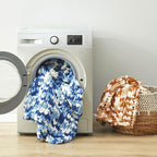 Amélie Home Chunky Knit Throw Blanket for Couch, Soft Chenille Handmade Crochet Throw Rope Knot Blanket for Couch, 50"x60", Space-Dyed Blue