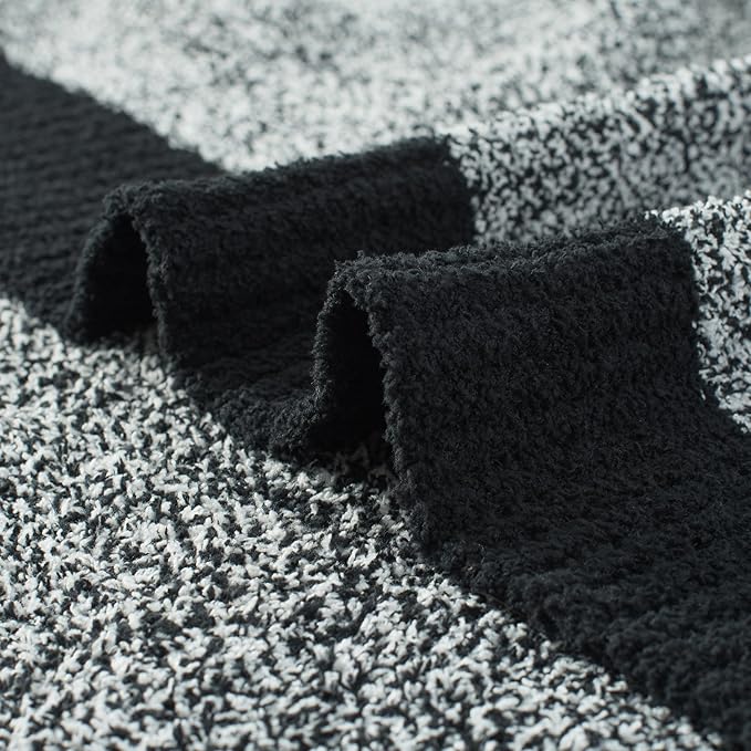 Carriediosa Heather Throw Blanket 60" X 80" Twin, 400GSM Ultra Soft Microfiber Fuzzy Fluffy Reversible Knitted Blankets Cozy Plush Lightweight and Warm Fall Throws for Couch, Bed, Sofa, Black