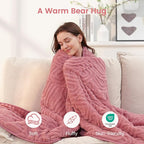 Sherpa Fleece Adult Weighted Blanket Great for Sleep, 20 lbs Dual Sided Soft Fuzzy Heavy Blankets for Couch Bed Sofa, Cozy Warm Arched Jacquard Throw for Winter (Apricot Pink, 60" x 80", 20 Pounds)