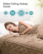 Cottonblue Jacquard Sherpa Weighted Blanket 20lbs for Adults- Soft, Warm, and Thickened Calm Blanket for Ultimate Comfort and Better Sleep, Heavy Weighted Blankets 60x80 Inches, Cream White