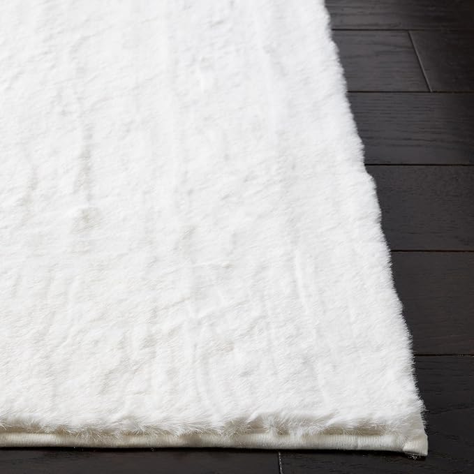 SAFAVIEH Washable Rug Faux Rabbit Fur Shag Collection - 6' x 9', Off-White, Slip Resistant & Easy Cleaning, Ideal for Living Room, Bedroom, Kids Playroom, Nursery, Dining Space (FRF976A)