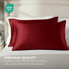 Pure Bedding Satin Pillowcase 2 Pack - King Size (20"x40", Burgundy) - Silky Pillow Cases for Hair and Skin - Satin Pillow Covers with Envelope Closure - Extra Soft Premium Microfiber