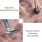 Litanika 5x8 Shag Area Rug for Living Room Bedroom, Tie-Dyed Dusty Pink High Pile Soft Plush Shaggy Furry Bedside Playroom Dorm Carpet, Non-Slip, Non-Shedding Modern Indoor Floor Rug