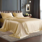 BEDELITE Satin Sheets Full Size Bed Set, Luxury Soft Champagne Silky Sheets for Hair and Skin, Similar to Silk Bed Sheets Set 4 Pieces with 1 Deep Pocket Fitted Sheet, 1 Flat Sheet, and 2 Pillowcases