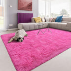 Softlife Hot Pink Area Rug for Bedroom, Fluffy Shag Plush 3x5 Rugs for Living Room Girls, Shaggy Throw Soft Fuzzy Small Kids Carpet for Dorm Bedside Ultra Cozy Non-Slip Indoor Decor