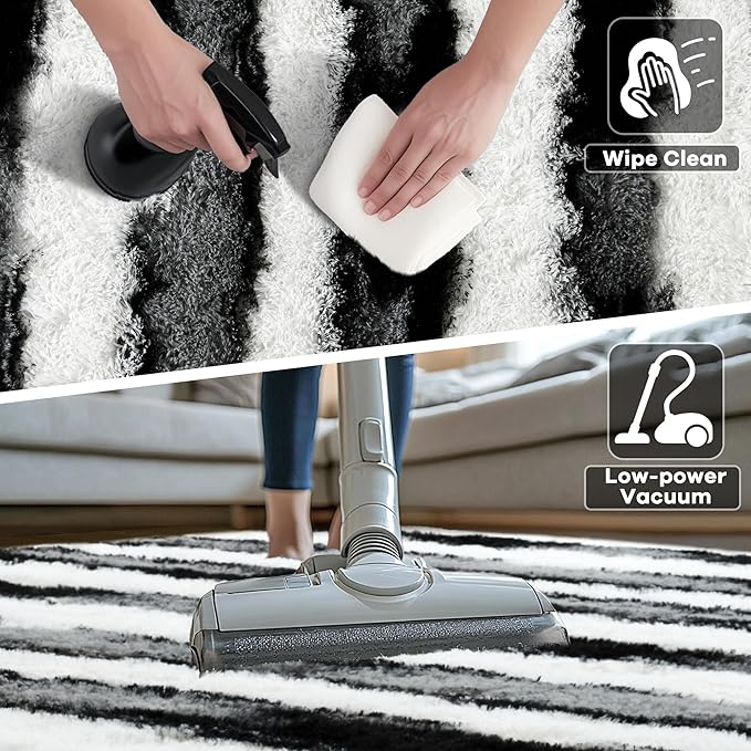 Noahas Large Fluffy 5x8 Area Rugs for Living Room Bedroom,Thick Shag Black and White Throw Rug,Big Soft Shaggy Bedside Non-Slip Plush Dorm Nursery Kids Carpet