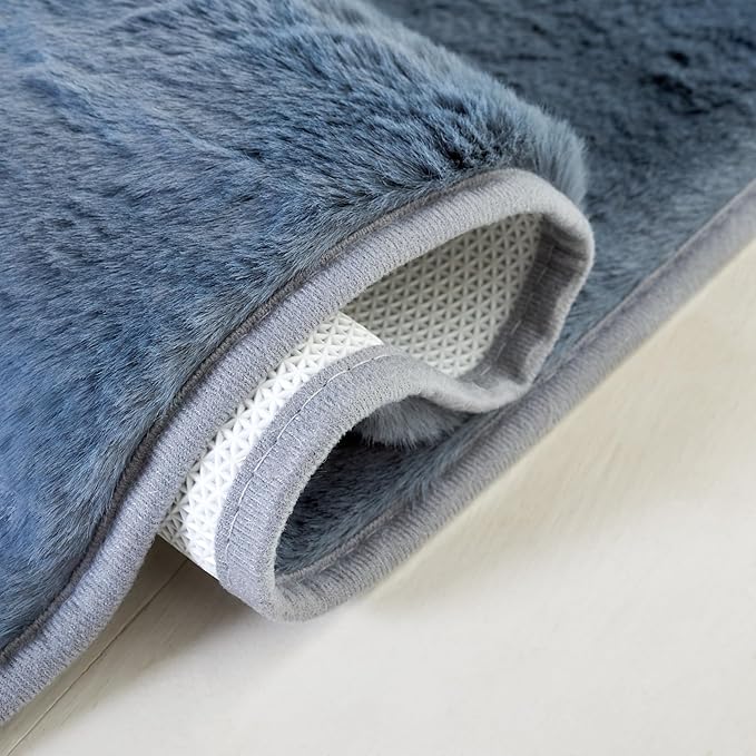 SAFAVIEH Washable Rug Faux Rabbit Fur Shag Collection - 5' x 7', Dark Grey, Slip Resistant & Easy Cleaning, Ideal for Living Room, Bedroom, Kids Playroom, Nursery, Dining Space (FRF976H)