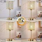 GyroVu Crystal Table Lamp for Bedroom, Touch Control Bedside Lamp with USB-C+A Ports, Dimmable Gold Bedside Lamp with Bulb, Nightstand Lamp Modern Light for Living Room