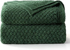 Whale Flotilla Chunky Knit Throw Blanket for Couch and Bed, Deep Green Decorative Cozy Fleece Blanket, Reversible Soft Fuzzy Woven Throws, 50x60 Inch
