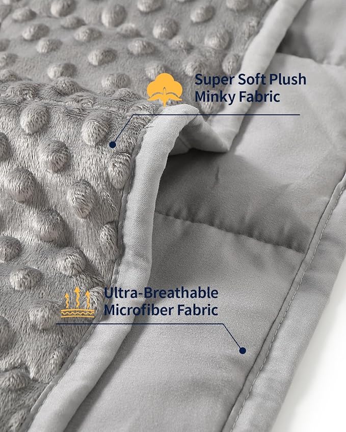 Mr. Sandman Weighted Blanket for Adults, Minky Dots Heavy Blanket for Woman, Man Sleeping and Calm, Soft and Cozy Weighted Throw Blankets, Machine Washable, 48 x 72in, 10 lbs, Grey